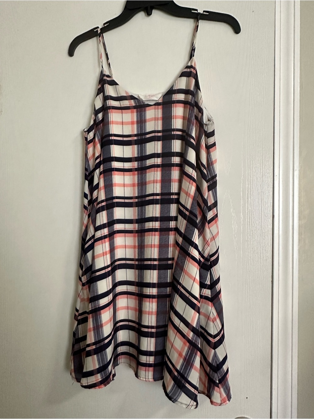 Pink Blue White Plaid Sleeveless Mini Swing Dress size small